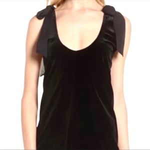 Gibson Festive Black Velvet Bow Tank Top
